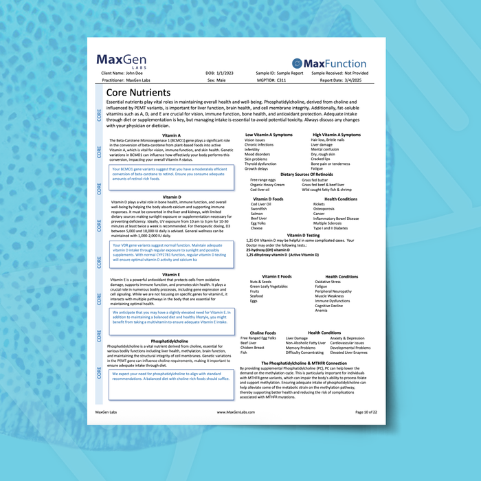 MaxGen report on a blue background